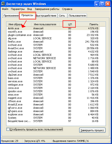 Диспетчер задач Windows XP и альтернатива ему - Process Explorer. Вывод компьютера из состояния зависания, путём завершения процессов в диспетчере задач. Часть 1.